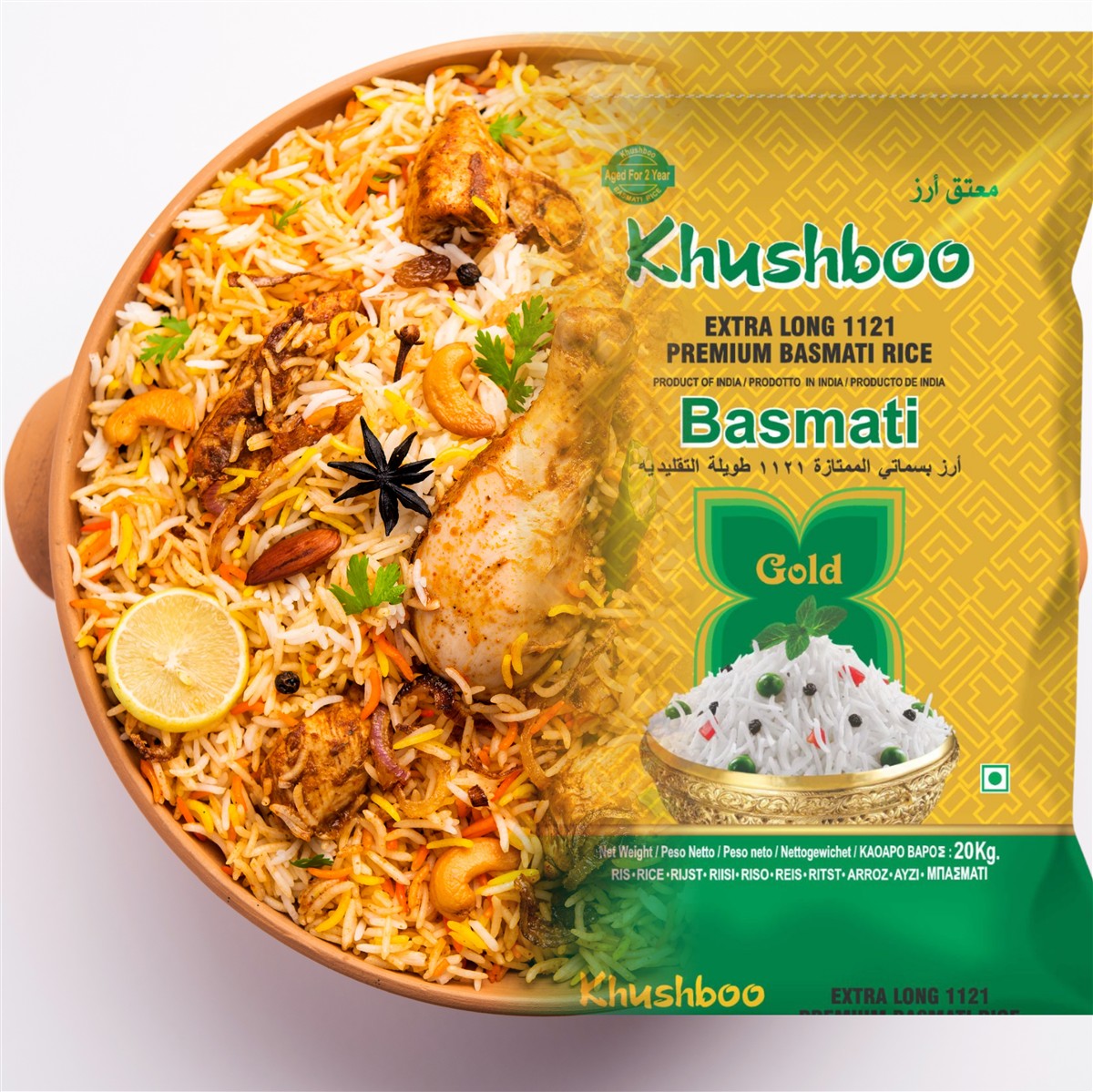 Khushboo Gold Premium 1121 Basmati Reis 4x 5kg Indischer Duftreis