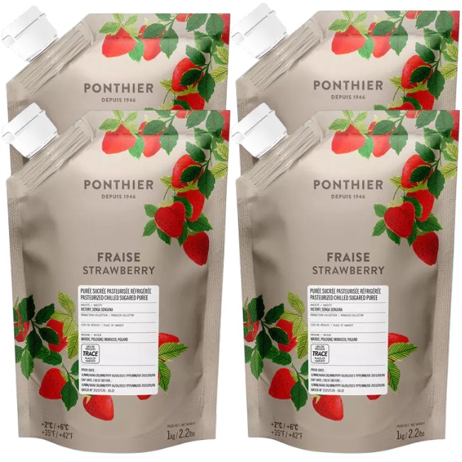 Ponthier ERDBEEREN PÜREE Camarossa-Mara-des-Bois-Beeren Erdbeermark 4x 1KG