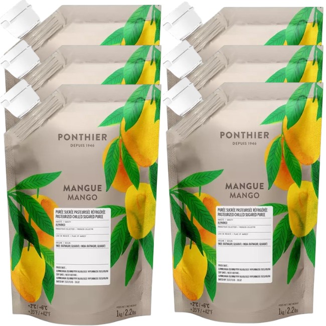 Ponthier Mango Alphonso Fruchtpüree 6x 1kg Premium Mango-Püree Indien