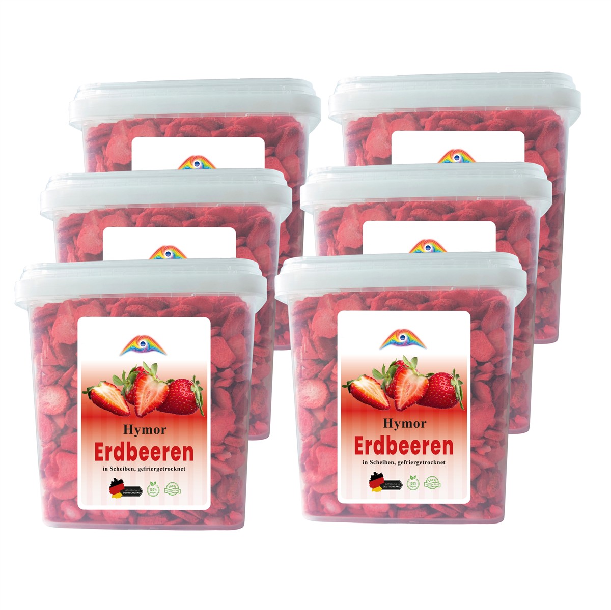 Hymor Gefriergetrocknete Erdbeeren 6x 350g gefriergetrocknete Früchte