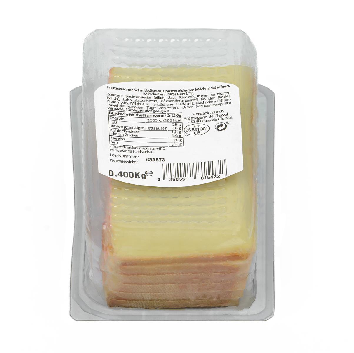 Ermitage Raclette-Käse Natur Scheiben 400g französischer Schnitt-Käse