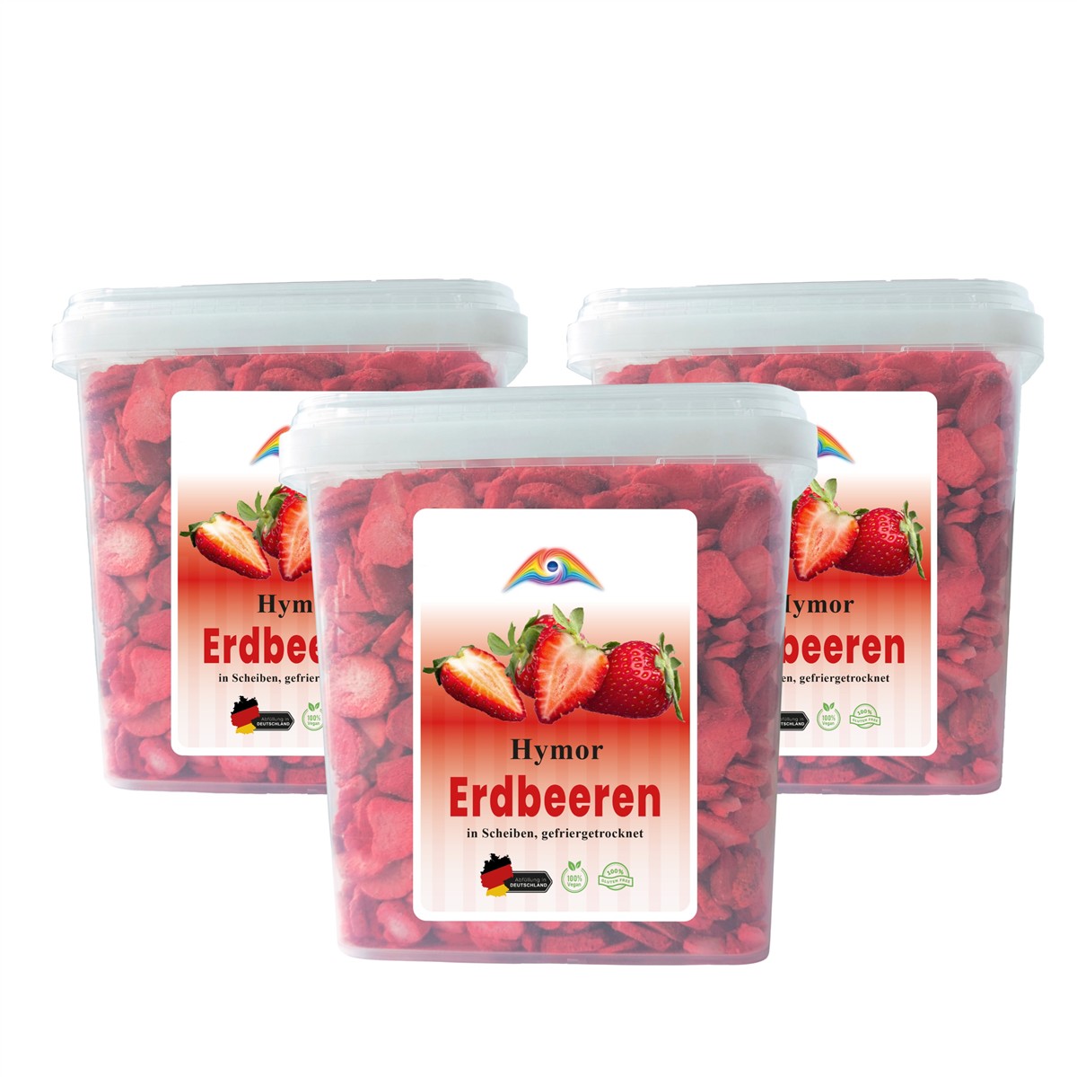 Hymor Gefriergetrocknete Erdbeeren 3x 350g gefriergetrocknete Früchte