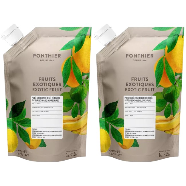 Ponthier EXOTIC PÜREE Mango Banane Maracuja Limette Püree Früchtemark 2x 1KG