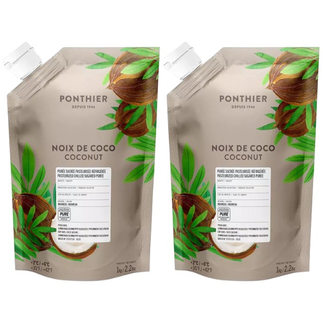 Ponthier Kokosnuss Fruchtpüree 2x 1kg Premium Kokosnuss Indonesien