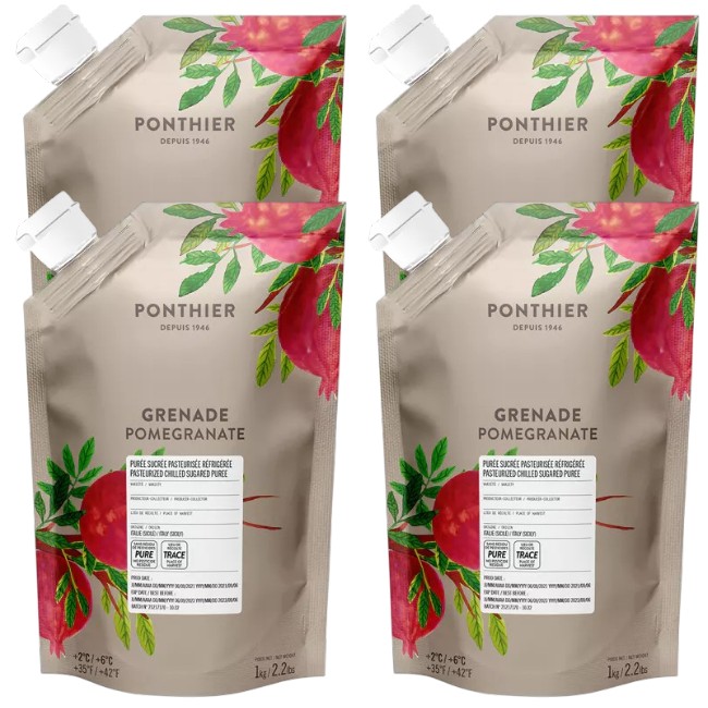 Ponthier GRANATAPFEL PÜREE Frucht-Püree Granatapfelmark 4x 1KG