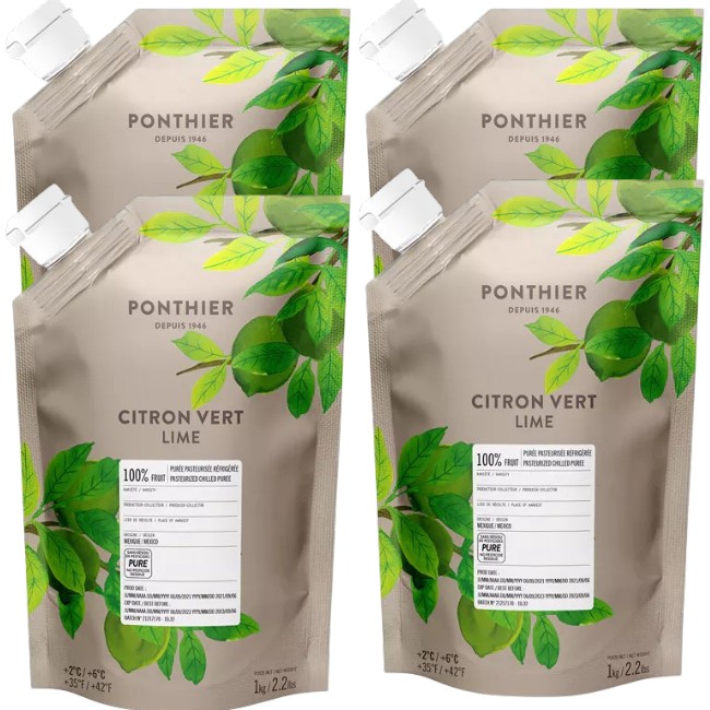 Ponthier LIMETTEN PÜREE Zitrus-Frucht-Püree Limettenmark 4x 1KG