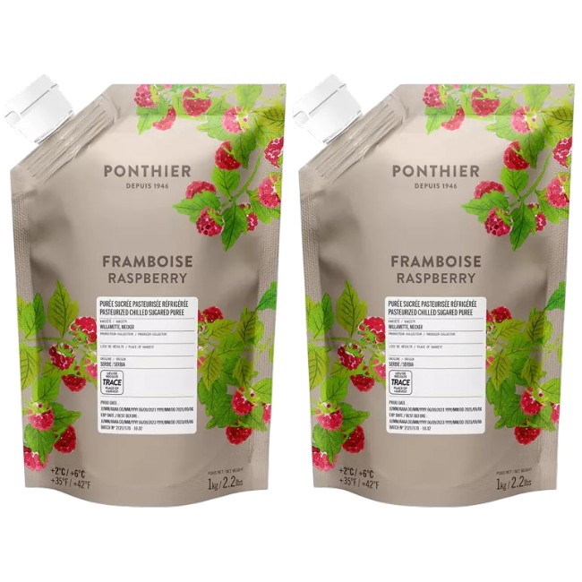 Ponthier Himbeerpüree 2x 1 kg Premium Fruchtpüree für Cocktails, Desserts & Backen