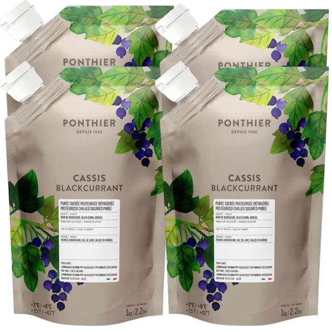 Ponthier SCHWARZE JOHANNISBEERE PÜREE Frucht-Püree Cassispüree 4x 1KG