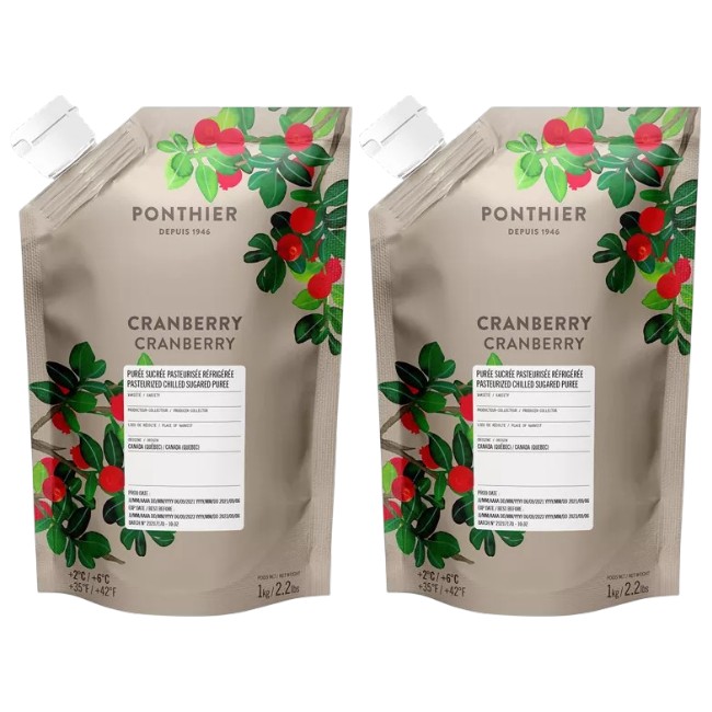 Ponthier CRANBERRY PÜREE Moos-Beeren-Frucht-Püree Cranberrymark 2x 1KG