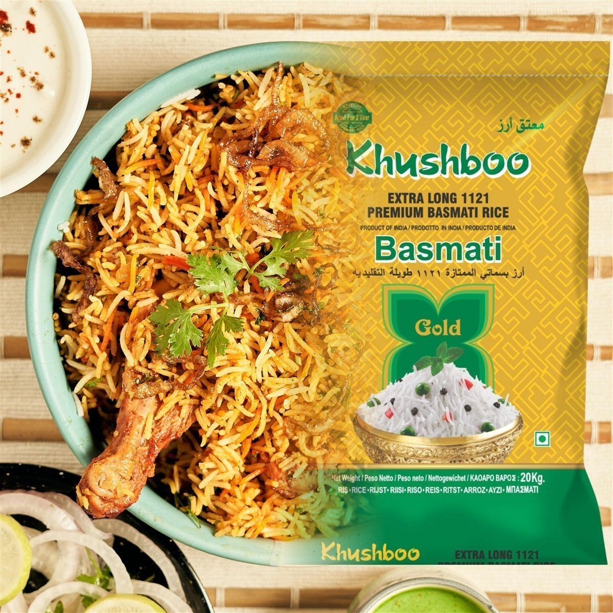 Khushboo Gold Premium 1121 Basmati Reis 4x 5 kg Indischer Duftreis