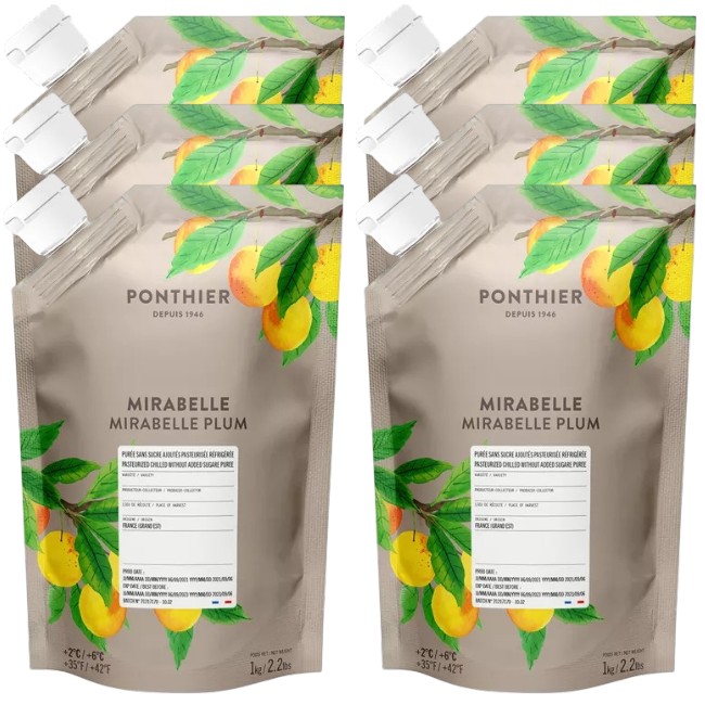 Ponthier MIRABELLEN PÜREE Zwetschge-Frucht-Püree Mirabellenmark 6x 1KG