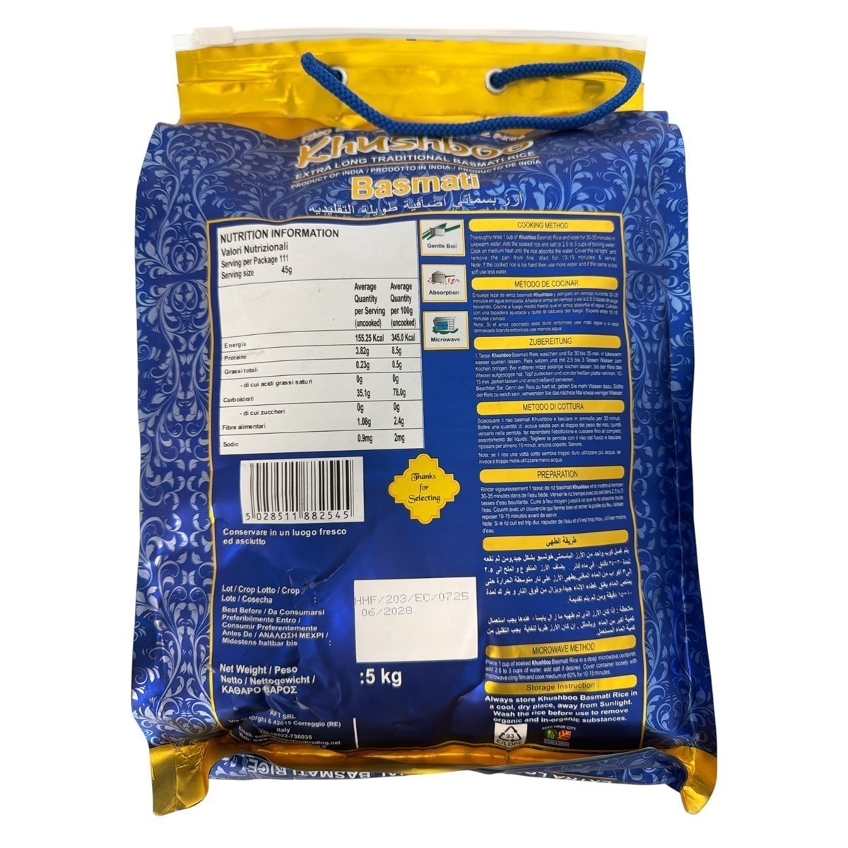 Khushboo extra langer traditioneller Basmati Reis 1x 5kg aus Indien