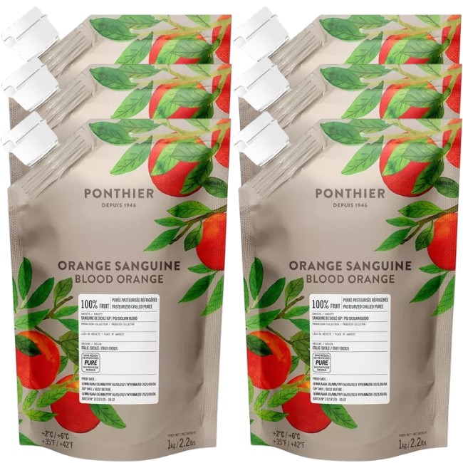 Ponthier BLUT-ORANGEN SANGUINE PÜREE Frucht-Püree Blutorangenmark 6x 1KG