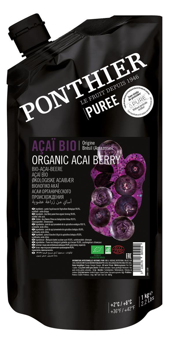 Ponthier Bio Acai-Püree 6x 1kg Fruchtpüree aus Acai-Beere Amazonas Superfood
