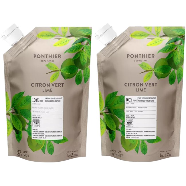 Ponthier LIMETTEN PÜREE Zitrus-Frucht-Püree Limettenmark 2x 1KG