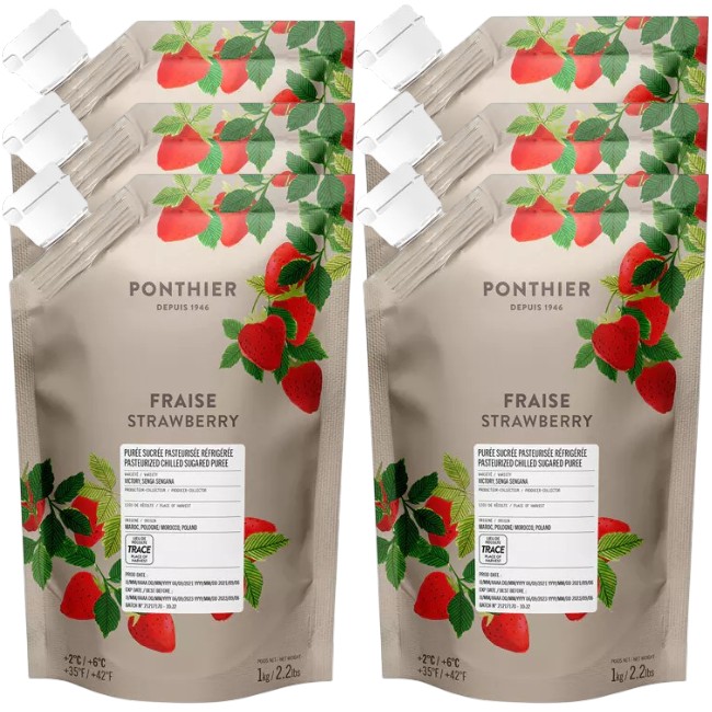 Ponthier ERDBEEREN PÜREE Camarossa-Mara-des-Bois-Beeren Erdbeermark 6x 1KG