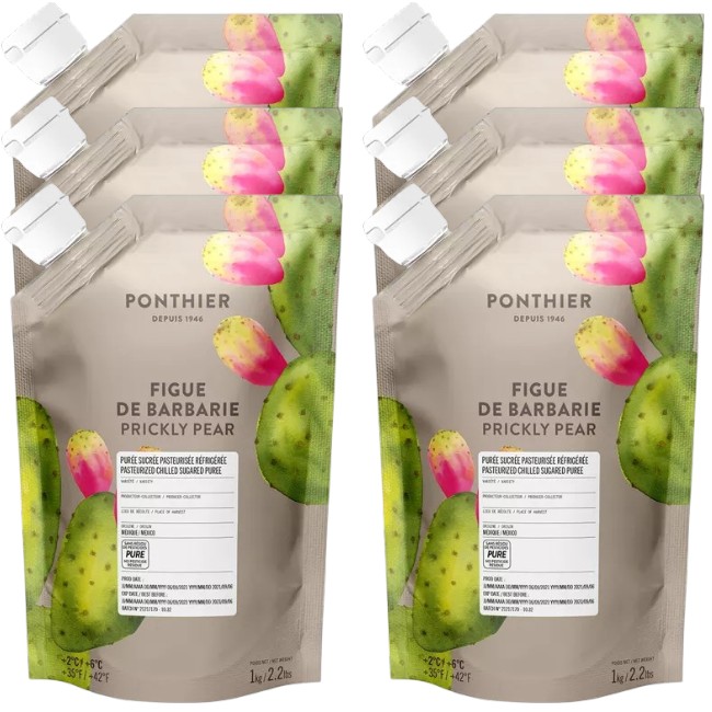 Ponthier KAKTUSFEIGE PÜREE Kaktus-Birnen-Frucht-Püree Kaktusfeigenmark 6x 1KG
