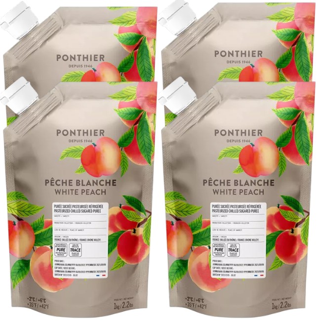 Ponthier PFIRSICH WEISS PÜREE Frucht-Püree Pfirsichmark 4x 1KG