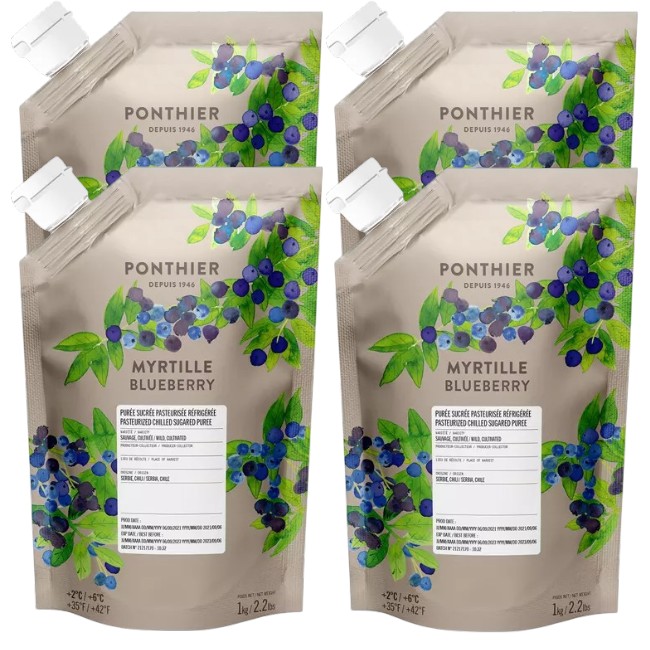 Ponthier HEIDELBEEREN PÜREE Frucht-Püree Heidelbeerenmark 4x 1KG