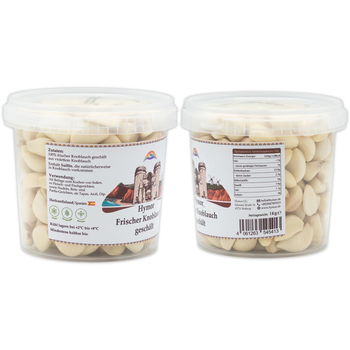 Hymor frischer Knoblauch geschält 1kg spanischer geschälter Knoblauch