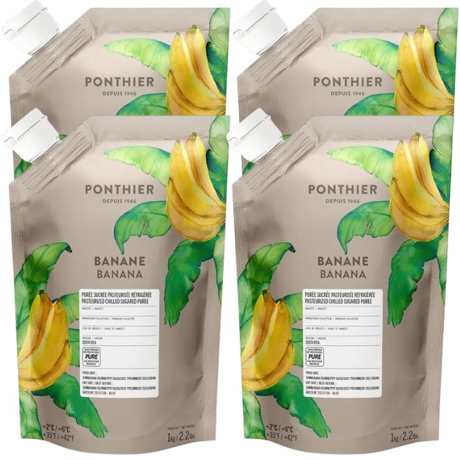 Ponthier BANANEN PÜREE Frucht-Püree Bananenmark 4x 1KG