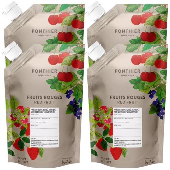 Ponthier ROTE FRÜCHTE PÜREE Frucht-Mark-Püree Rote Früchtemark 4x 1KG