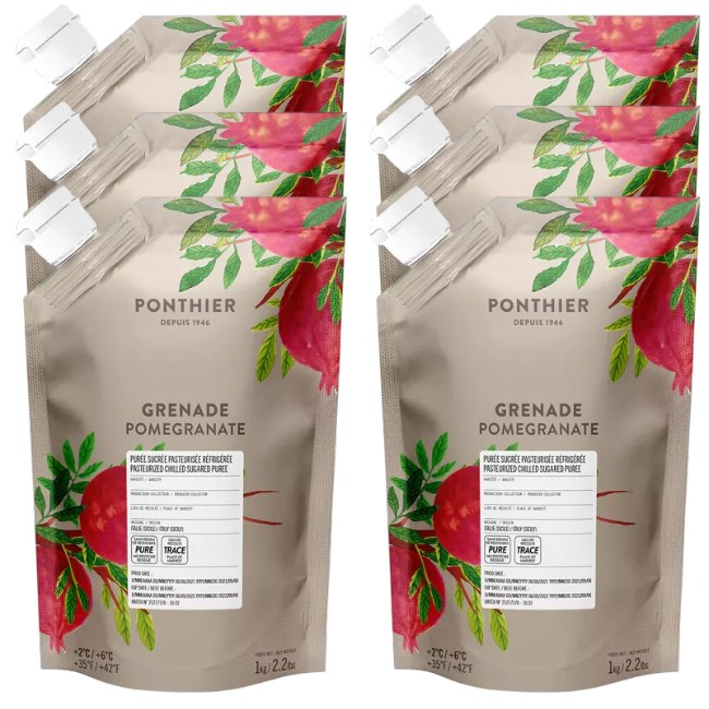 Ponthier GRANATAPFEL PÜREE Frucht-Püree Granatapfelmark 6x 1KG