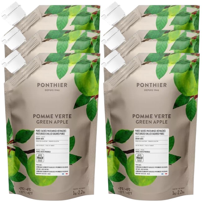 Ponthier APFEL PÜREE Grün Frucht-Mark-Püree Apfelmark Granny Smith 6x 1KG 