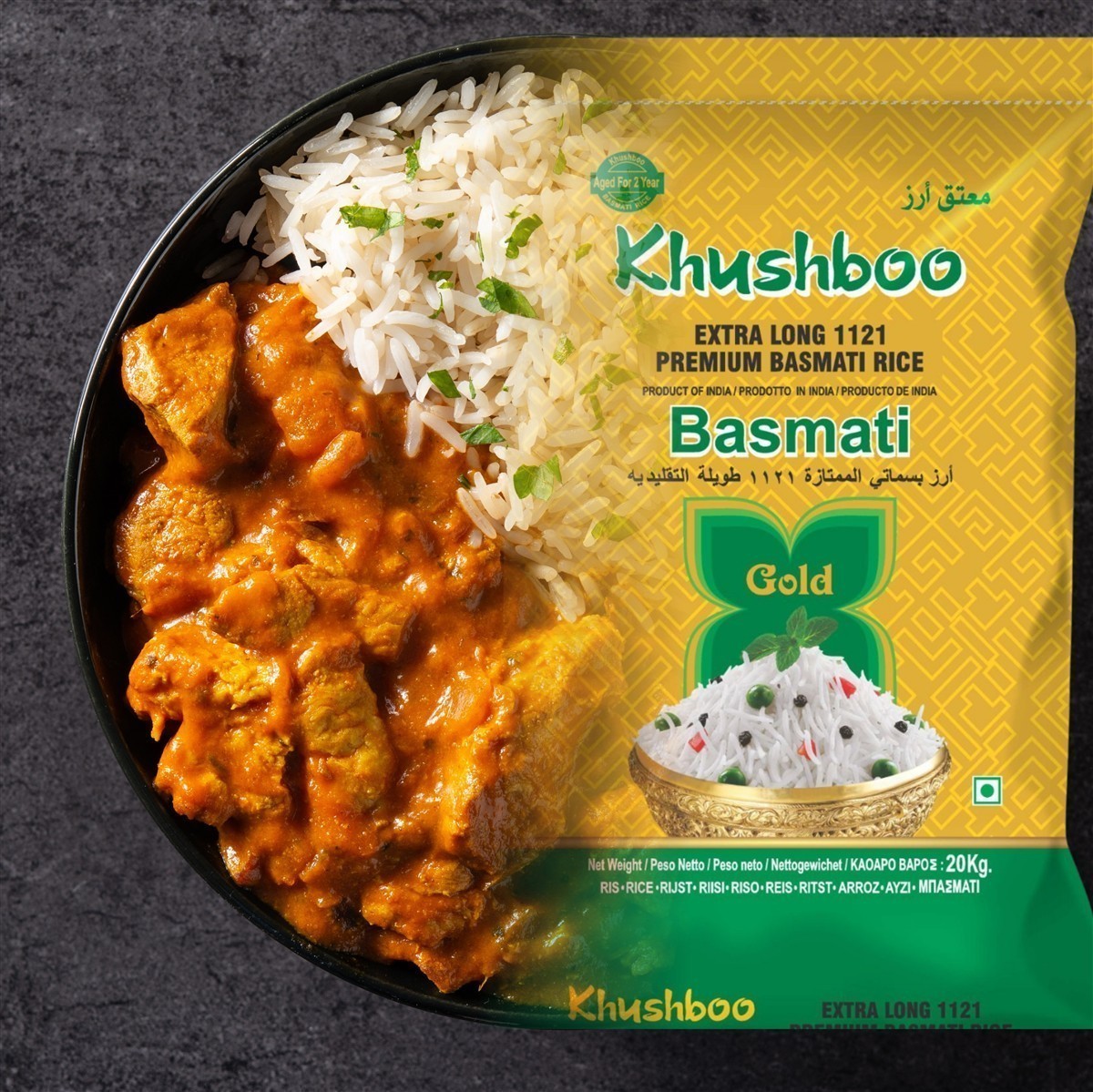 Khushboo Gold Premium 1121 Basmati Reis 4x 5kg Indischer Duftreis