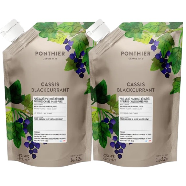Ponthier SCHWARZE JOHANNISBEERE PÜREE Frucht-Püree Cassispüree 2x 1KG