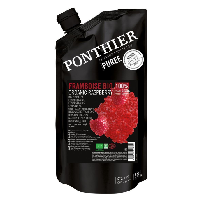 Ponthier Bio Himbeere 5x 1kg Fruchtpüree 100% aus Himbeeren
