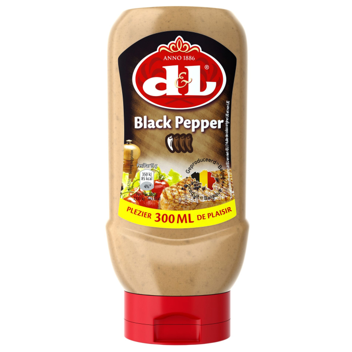D&L Schwarze Pfeffer Sauce 2x 300ml Squeeze cremig als Dip oder Topping