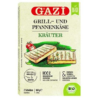 Gazi BIO Grill- und Pfannenk&auml;se Kr&auml;uter 6x 160g 43% Grillk&auml;se Pfanne vakuumiert