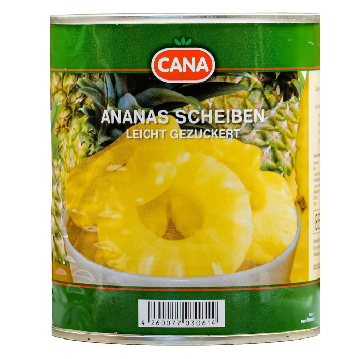 Cana Ananas in Scheiben 12x 490g leicht gezuckert eingelegte Ananas Obstkonserve