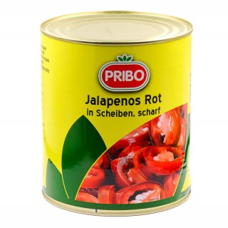 PRIBO Jalapenos rot in Scheiben 1,7kg Dose w&uuml;rzig scharfe Jalapeno