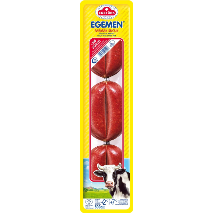 Egetürk Parmak Sucuk 3x 500g türkische Knoblauch-Wurst aus Rindfleisch